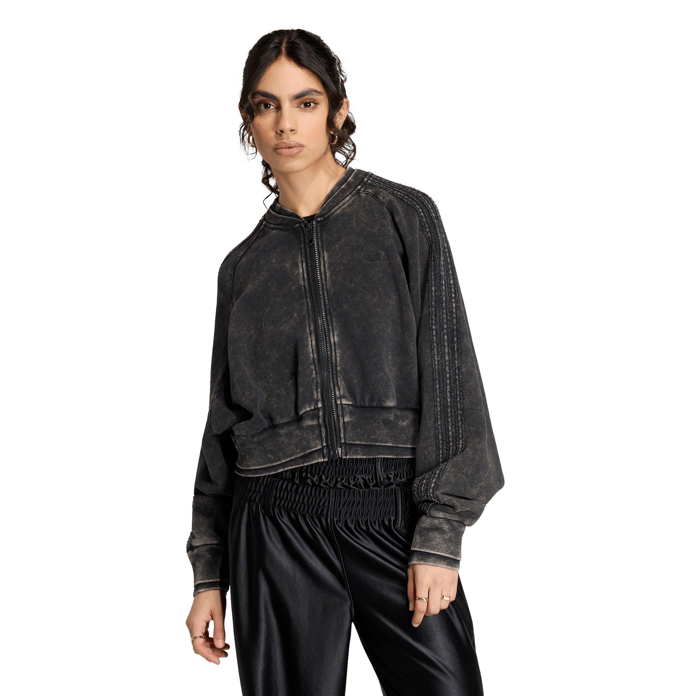 adidas Originals Women's Superstar Double Layered Cropped Track Top - Black - BLACK
